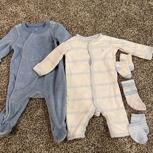 0-3 Month Baby Boy Sleeper & Romper with socks